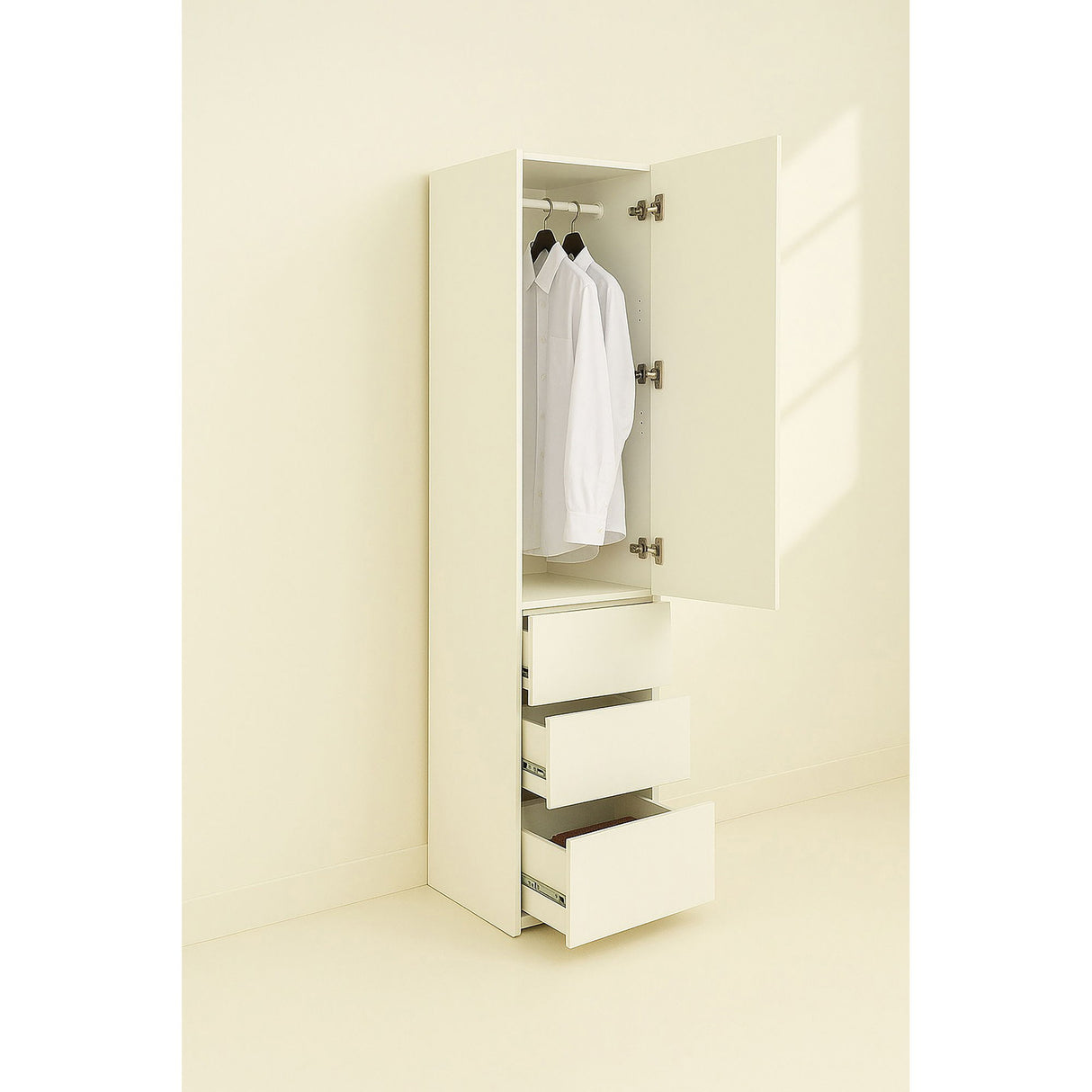 Elise - Modular Closet System With Mirror - White - Wood