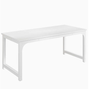 Executive Desk, Large Office Computer Workstation With Thick Frame - White