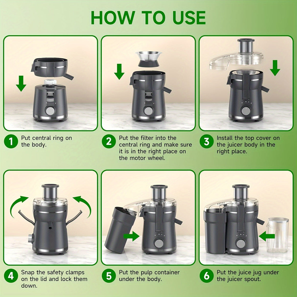 500W Juicer Machine for Fruits & Veggies – Wide Mouth, Stainless Steel, Easy Clean