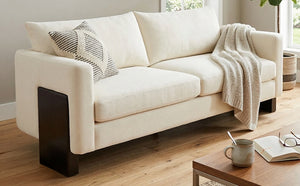 Modern Sofa Couch Stylish 3-Seater Sofa with Rubberwood Legs