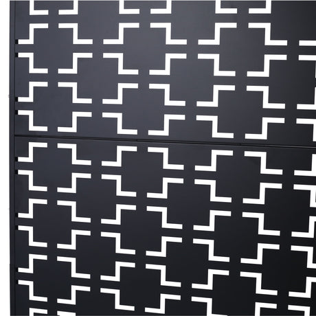 Outdoor / Indoor Privacy Screen Metal Privacy Screen, Freestanding Decorative Privacy Screen For Deck Balcony Patio - Black
