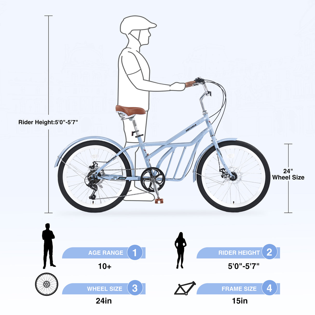 6 Speed Steel Frame 24 Inch Commuter Bike