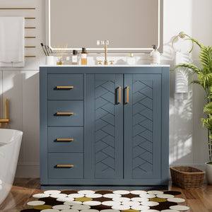 Bathroom Vanity With Sink Combo, Storage Cabinet, Freestanding Set With 3 Drawers & Soft Closing Doors