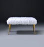 Bagley II - Faux Fur Bench - White / Gold - Best Buy Furniture