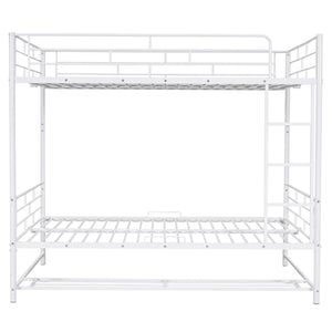 Metal Bunk Bed With Shelf And Guardrails