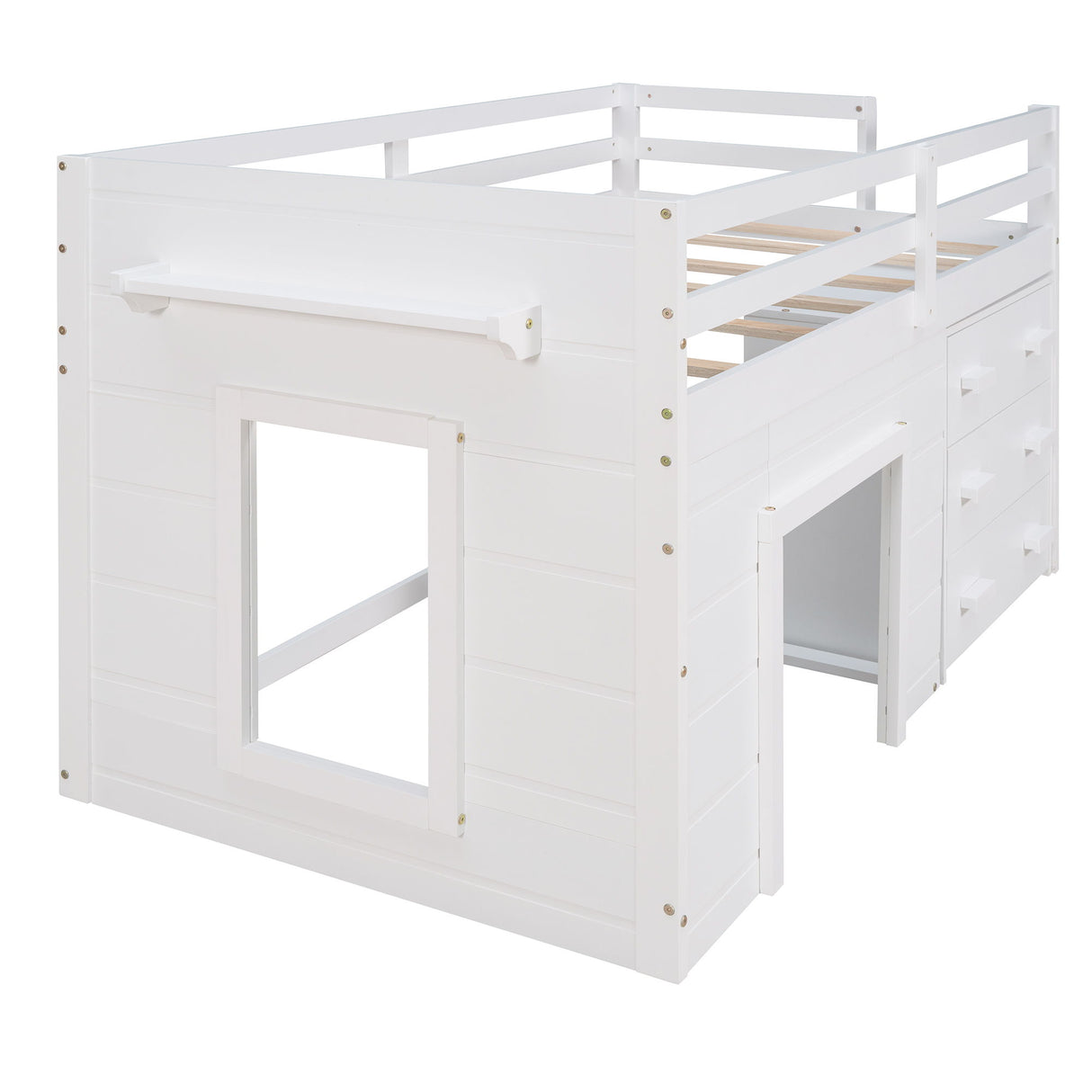 Loft Bed With Cabinet And Shelf
