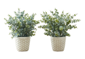 13" Tall, Artificial Plant, Eucalyptus Grass, Indoor, Faux, Fake, Table, Greenery, Potted, Decorative (Set of 2) - Green / White - Best Buy Furniture