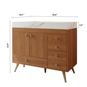 36" Freestanding Bathroom Vanity with Faux Marble Top