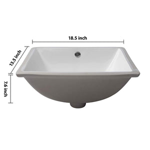European Style Ceramic Rectangular Undermount Bathroom Sink With Overflow