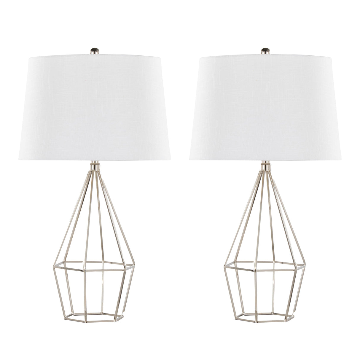 Diana 29" Contemporary Metal Table Lamp Set in Polished Nickel