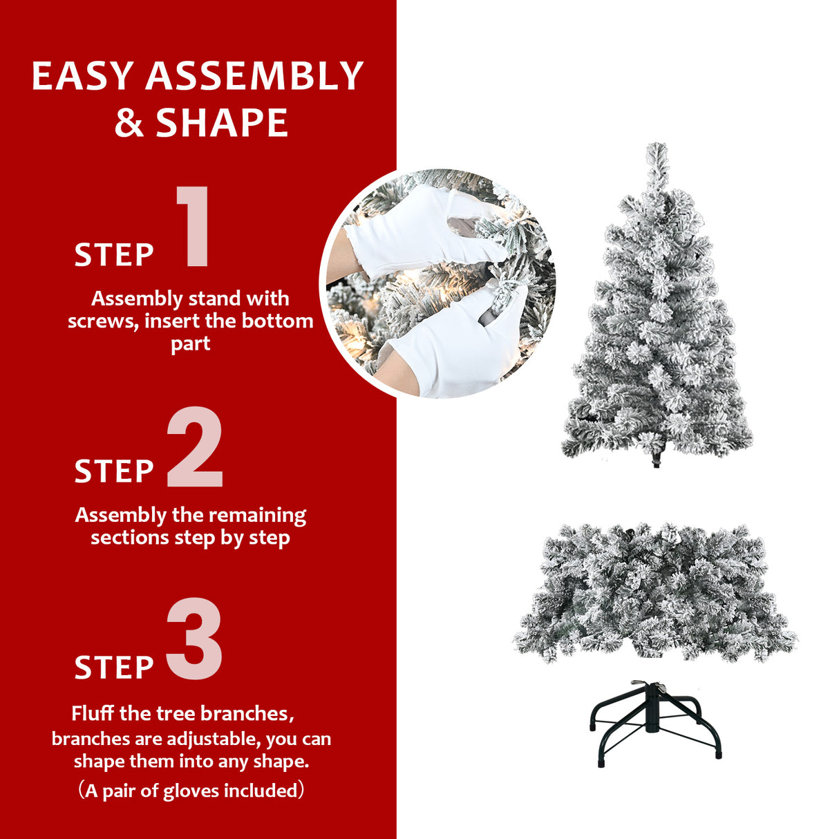 5FT Flocked Christmas Tree with 150 Warm Lights