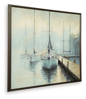 Worthney - Wall Art - Blue / White / Brown - Best Buy Furniture