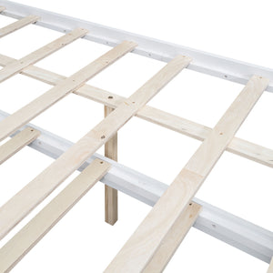 Full Size Platform Bed With Storage LED Headboard, Twin Trundle And 3 Drawers - White