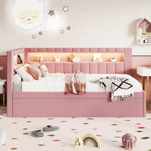 Upholstered Platform Bed With USB Ports And LED Belt