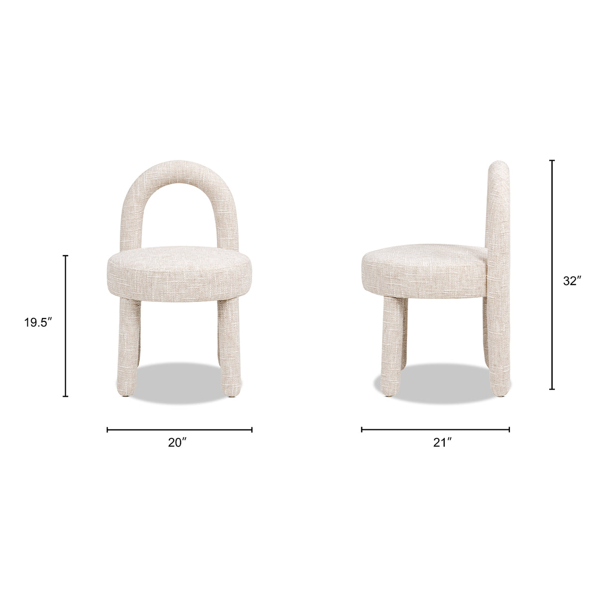 Penny Round Arched Fully Upholstered Dining Side Chair, Set of 2