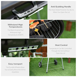 22-Inch Porcelain-Enameled Outdoor BBQ Grill