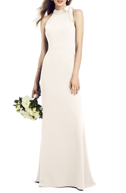 After Six Ivory Bow Neck Crepe Gown
