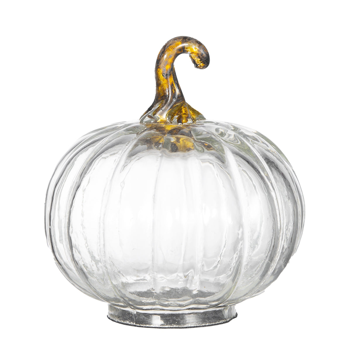 Set of 4 Clear Glass Pumpkin Decor