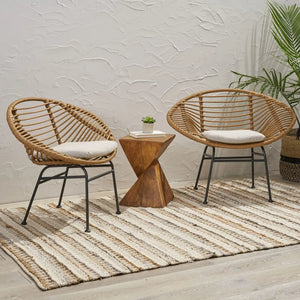 Cordella - Outdoor Woven Wicker Chairs With Cushions, (Set of 2) - Best Buy Furniture