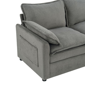 Modern Sofa Set With Double Layer Cushion And Side Storage Pockets