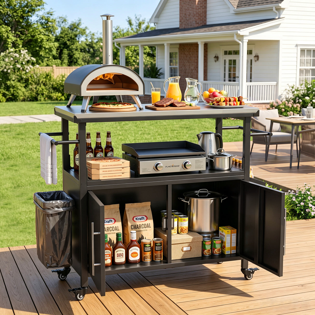 Outdoor Grill Cart with Patio Furniture