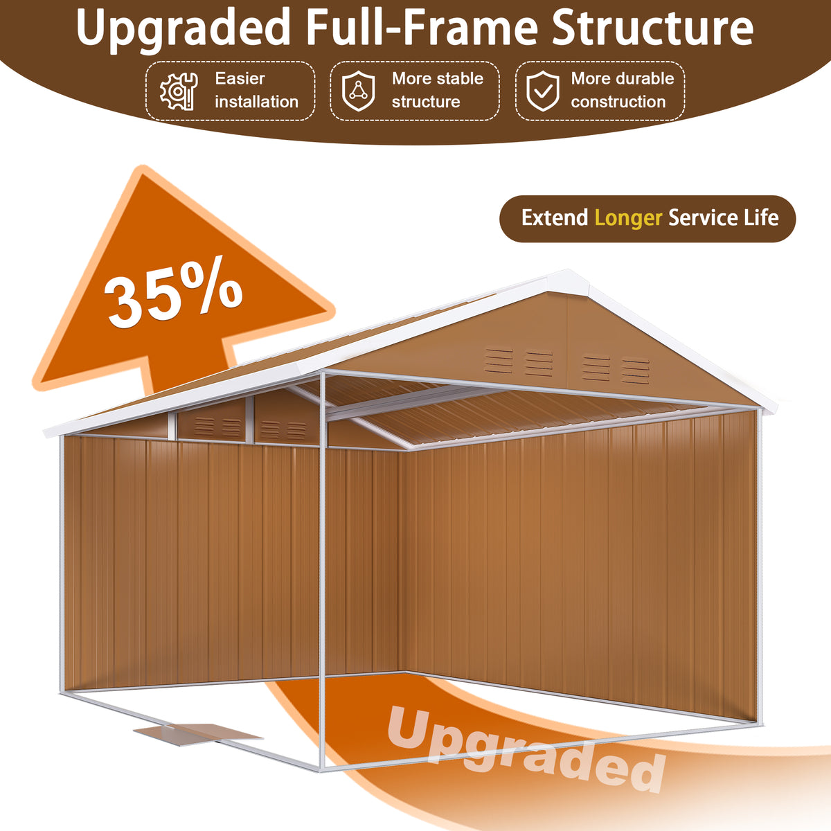 12x8 FT Heavy-Duty Metal Storage Shed