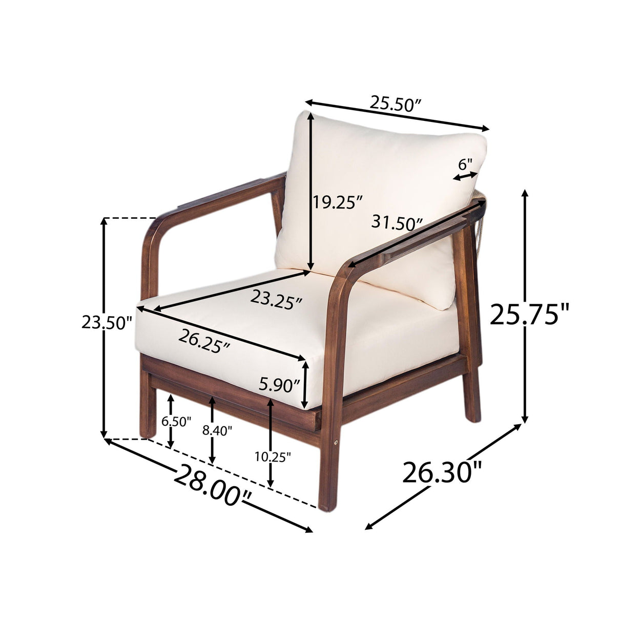 Outdoor Lounge Chair With Woven Backrest, Solid Wood Frame, Comfortable Cushions - Best Buy Furniture