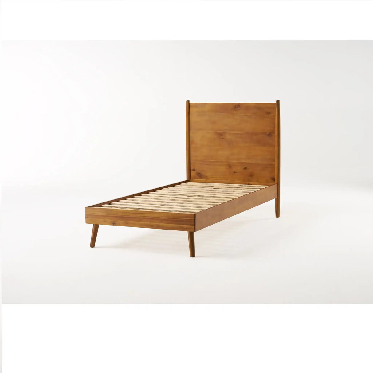 Okioki - Mid-Century Natural Stained Solid Acacia Wood Bed - Best Buy Furniture