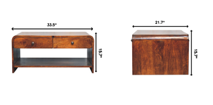 Solid Wood Aspen Slim Coffee Table, 4 Drawers, 1 Open Slot