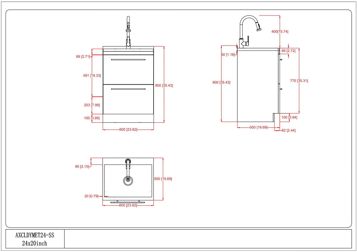 Metro - Laundry Cabinet & Faucet And Stainless Steel Sink