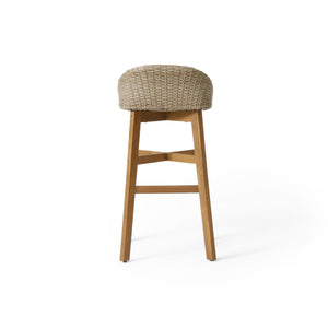 Beeson - Outdoor Wicker And Acacia Wood Barstools Set, Water Resistant - Brown