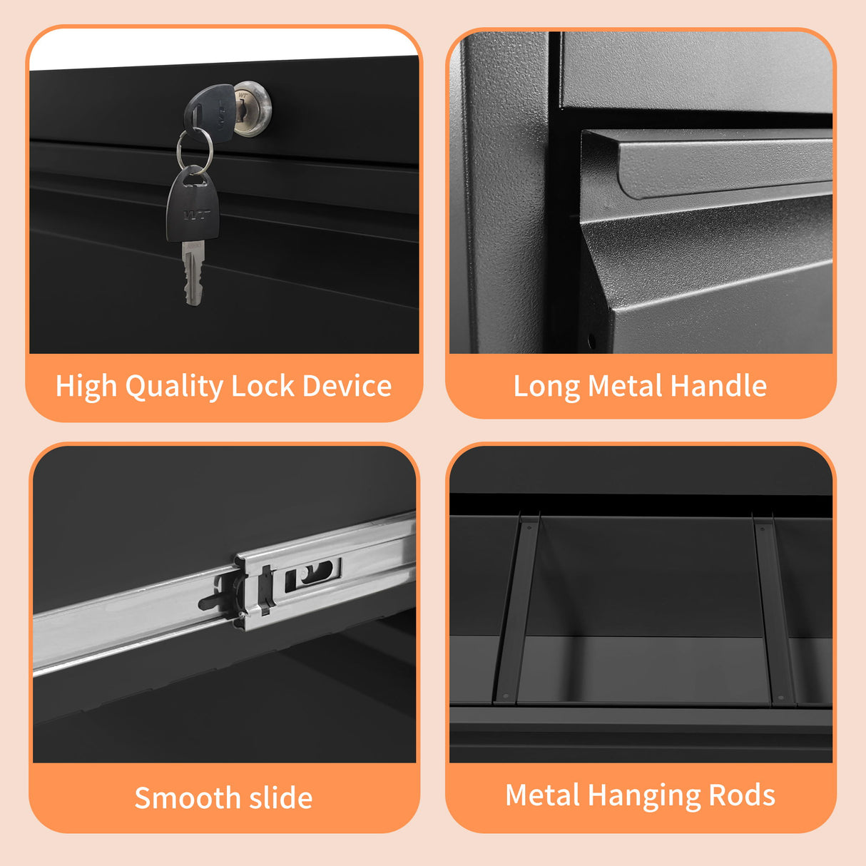Lateral File Cabinet, Heavy Duty Filing Holds Letter/Legal/A4 Files