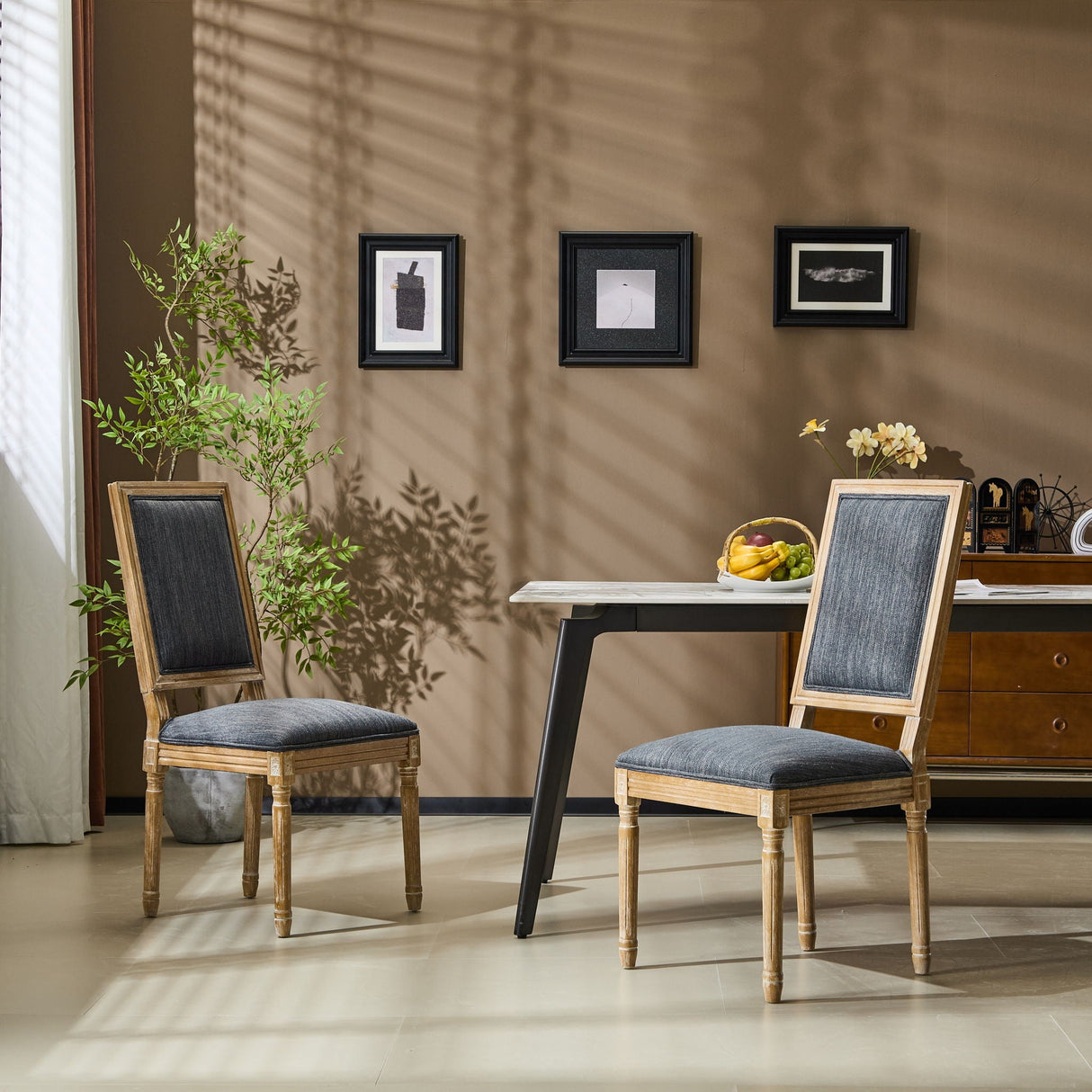 French Country Style Dining Chair With Upholstered Seating And Fluted Legs - Best Buy Furniture