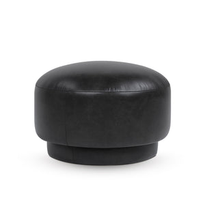 Fuji 15" Mushroom Footstool Ottoman, Vintage Black