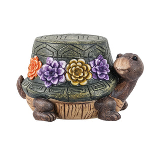 Turtle Garden Statue Stool with Whimsical Design - Multi-Color