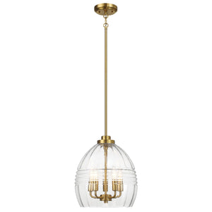 Zen Five Pendant Chain Hanging Light with Clear Glass - Satin