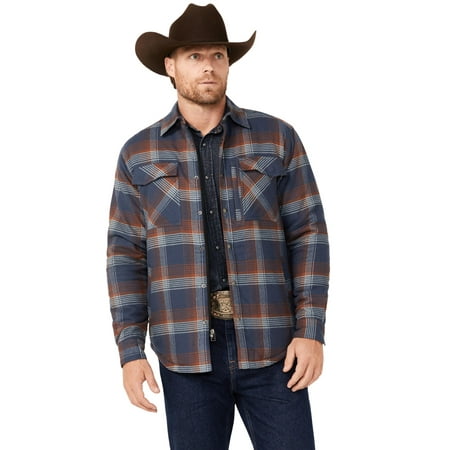 Dakota Grizzly Men s Quilted Tobias Ripstop Plaid Print Long Sleeve Snap Flannel Navy Medium US
