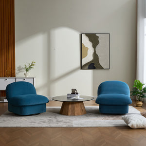 Pumpkin Shaped Swivel Accent Chair, 360 Degree Rotation For Living Room
