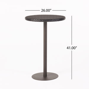 Outdoor Round Rattan Bar Table With Iron Frame - Multi Brown - Best Buy Furniture