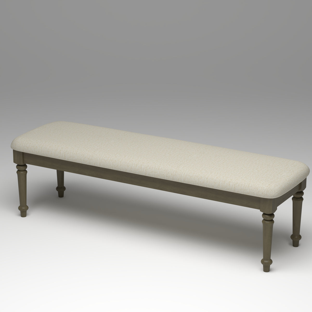 Farmhouse Upholstered Bed Bench, 59.8-Inch, Beige Linen with Rubberwood Legs