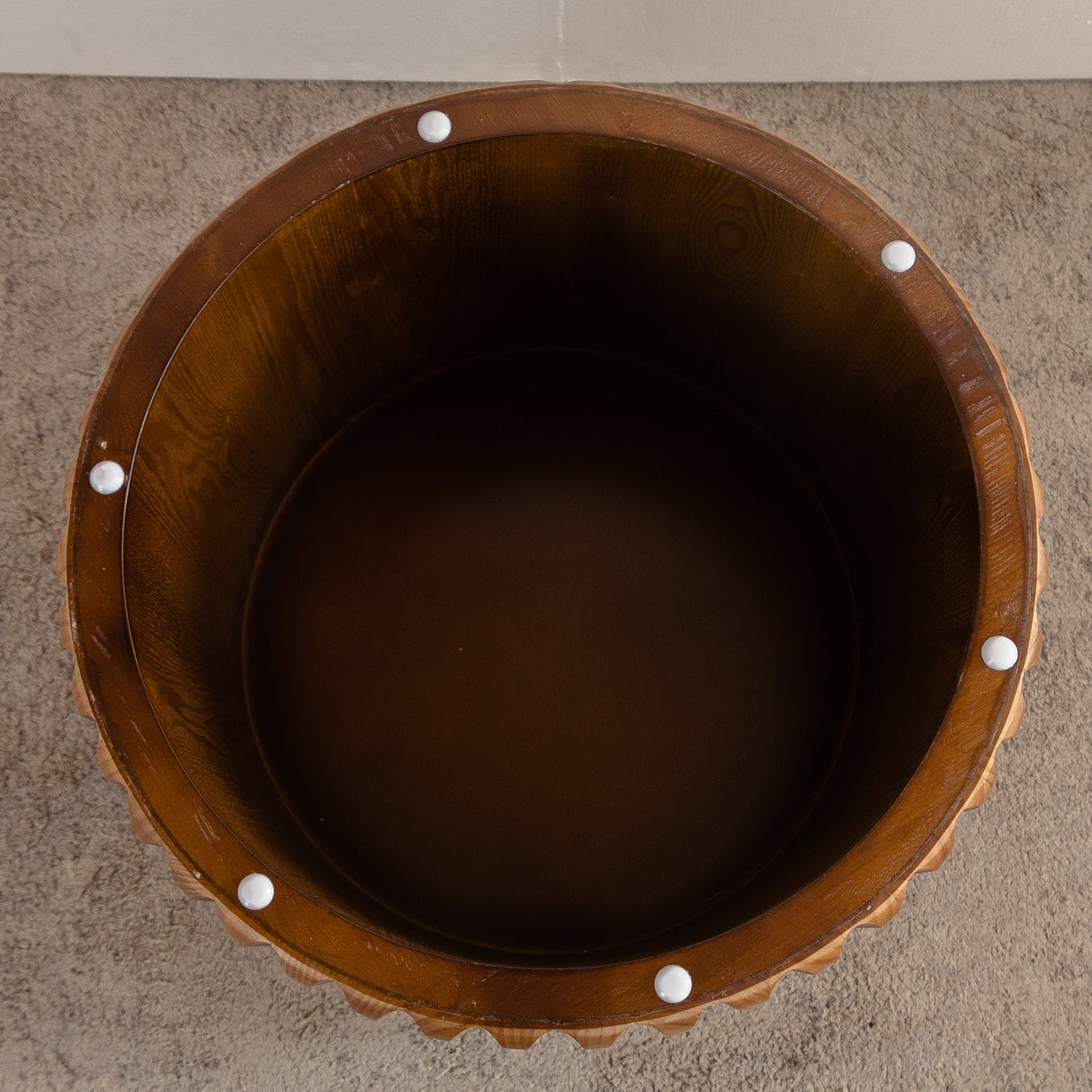 Set of 2 Fluted Round Coffee Tables - Mid-Century Modern Wood