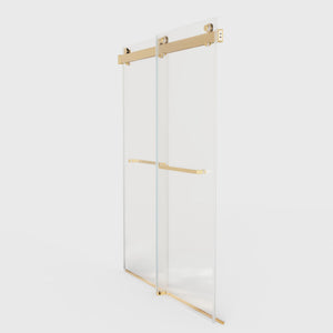Frameless Double Sliding Soft-Close Shower Door, 3 / 8" (10Mm) Thick SGCC Tempered Glass Door, Matte
