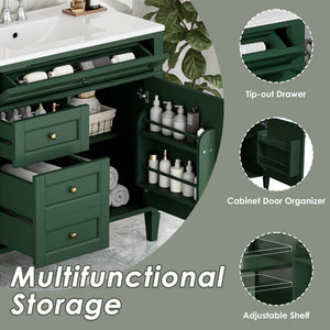 Bathroom Vanity With Top Sink, 2 Drawers And Tip Out Drawer
