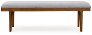 Lyncott - Large Upholstered Dining Room Bench - Gray / Brown - Best Buy Furniture