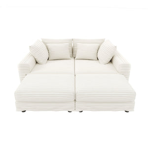 Deep Seat Convertible Sofa With Soft Pillows And Ottomans