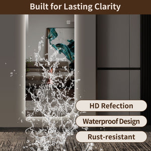 Irregular Shape LED Full Length Wall Mirror With 3 Color Dimmable Lighting - Silver