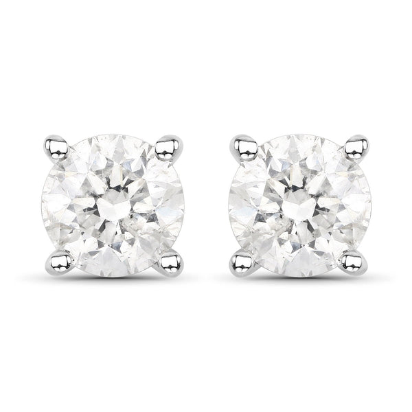 0.80 Carat Genuine White Diamond 14K White Gold Earrings