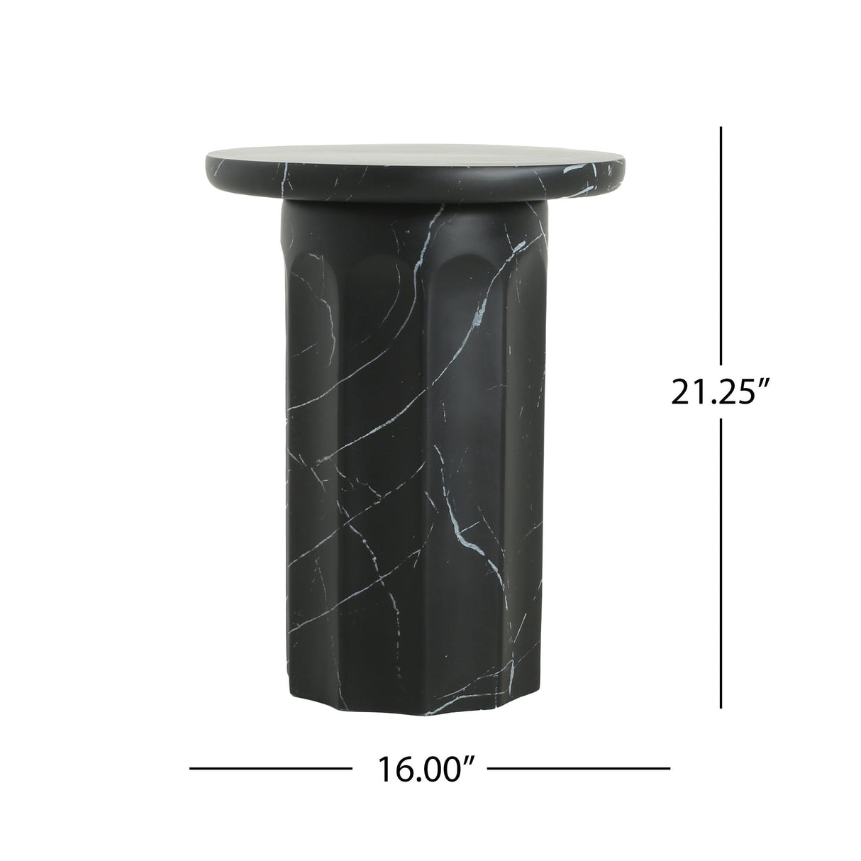 Outdoor Lightweight Concrete BMarble Effect Side Table, Living Room End Table - Black / Marble - Best Buy Furniture
