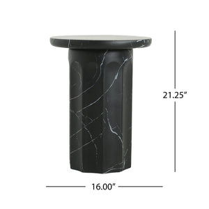 Outdoor Lightweight Concrete BMarble Effect Side Table, Living Room End Table - Black / Marble - Best Buy Furniture