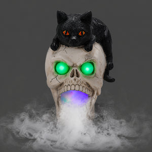 Halloween Cat Skull Statue